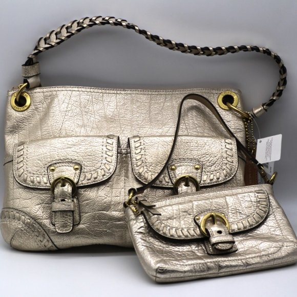 Coach Poppy Whipstitch Metallic Hippie 19014 B4/PL - Picture 1 of 6